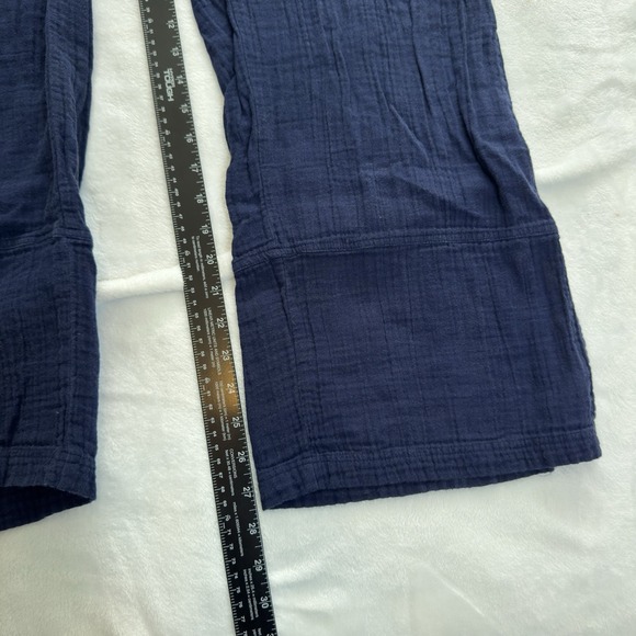 Pact Navy Organic Cotton Gauze Pull On Wide Leg Split Hem Pants Size Large - Picture 9 of 12